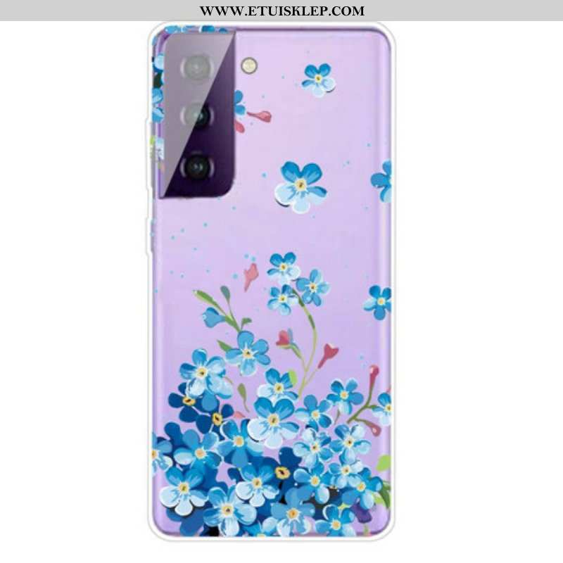 Etui do Samsung Galaxy S21 FE Niebieskie Kwiaty